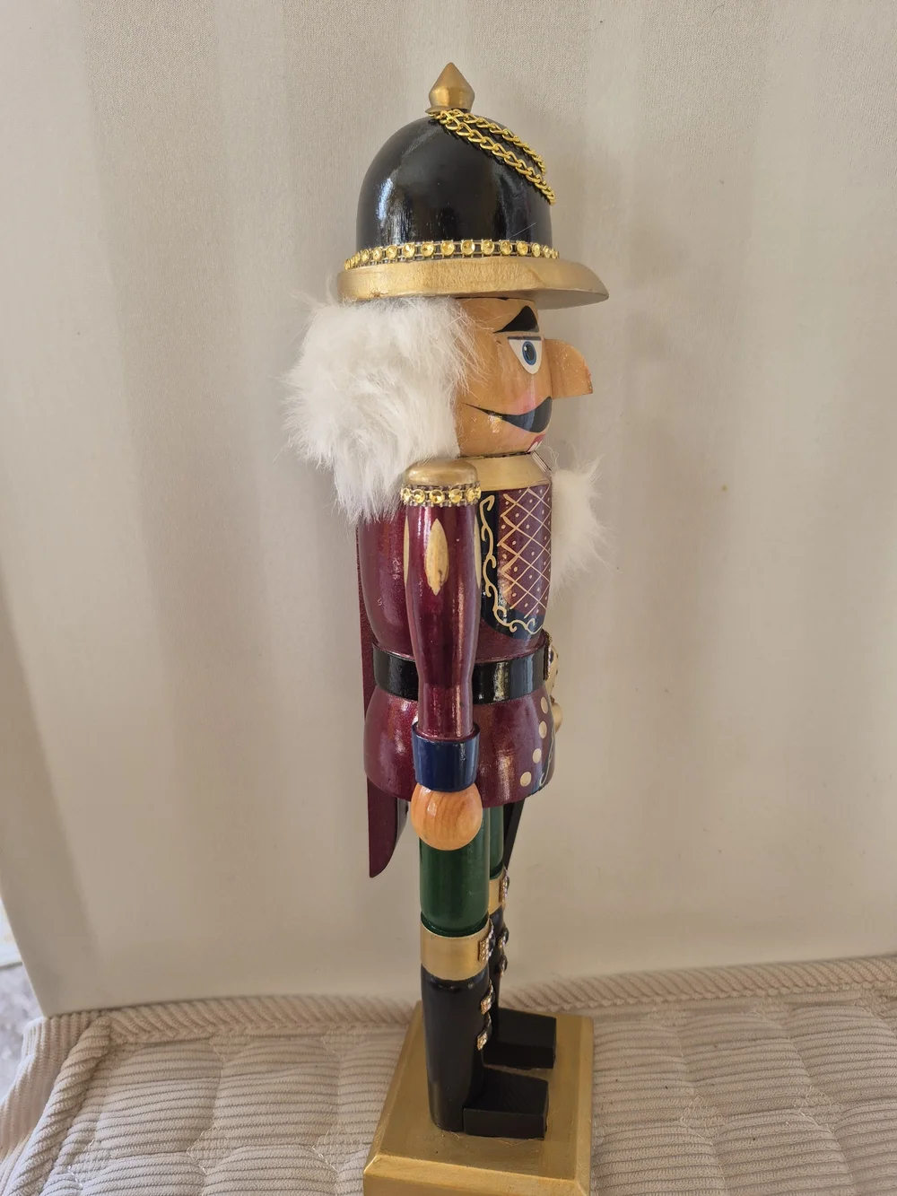 Holiday Time Burgundy& Green Decorative Nutcracker Figurine - Brand Holiday Time